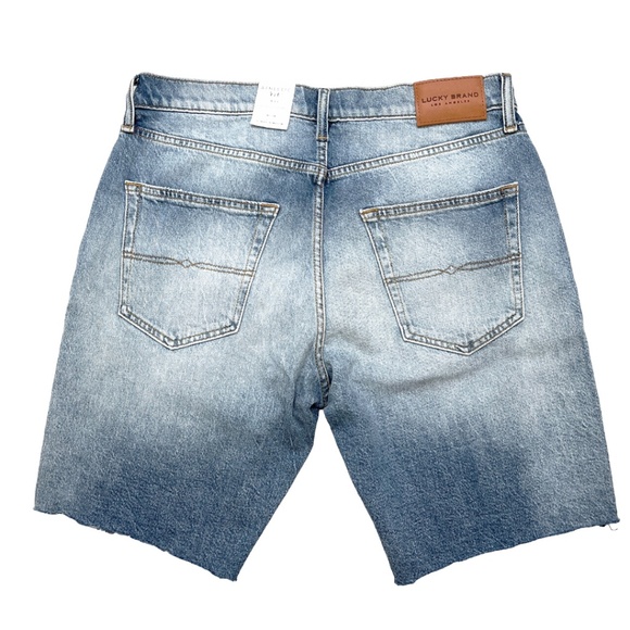 Lucky Brand Men’s Distressed Denim Cut Off Shorts 32 Patched Stitched - Picture 6 of 13